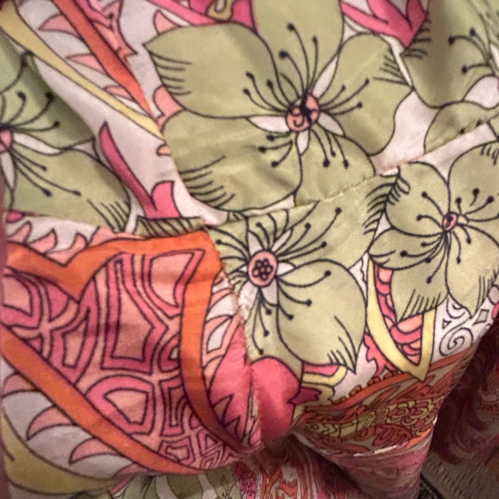 Talbots NWOT Silk 100% 1X Top Floral Paisley Hot pink orange lime 3/4 sleeve - Picture 14 of 16